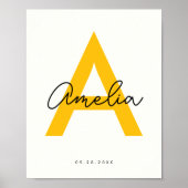 Aangepaste Baby Naam Kwekerij Monogram Letter Kind Poster (Voorkant)