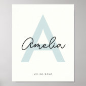 Aangepaste Baby Naam Kwekerij Monogram Letter Kind Poster (Voorkant)