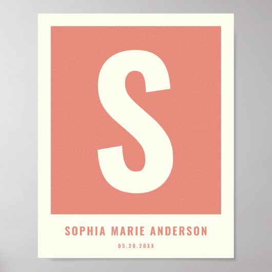 Aangepaste Baby Naam Kwekerij Wanddecoratie Monogr Poster (Voorkant)