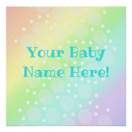 Aangepaste Baby naam Pastel Regenboogneveldruk Perfect Poster