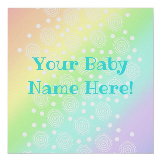 Aangepaste Baby naam Pastel Regenboogneveldruk Perfect Poster (Voorkant)