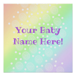 Aangepaste Baby naam Pastel Regenboogneveldruk Perfect Poster