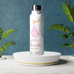 Aangepaste Baby naam roze Waterfles