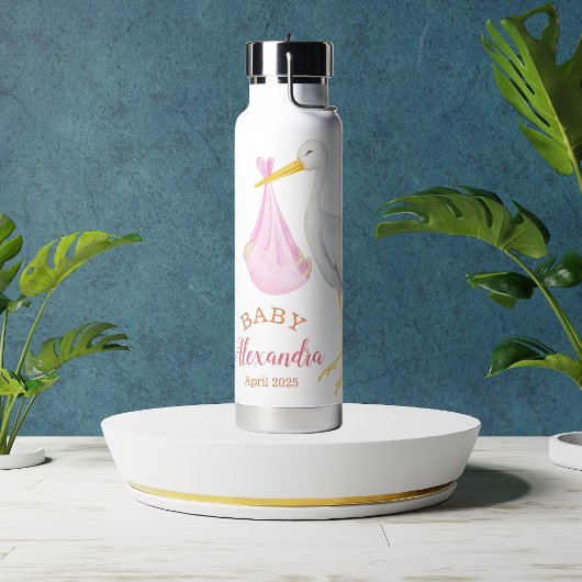 Aangepaste Baby naam roze Waterfles