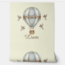 Aangepaste baby naam waterverf hete luchtballon &