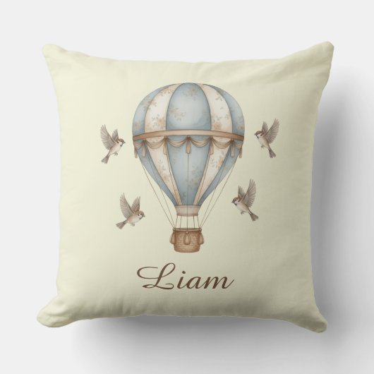 Aangepaste baby naam waterverf vintage hete luchtb kussen (Voorkant)