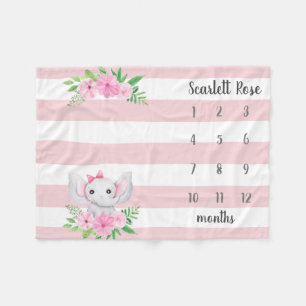 Aangepaste Baby olifant-fotomijlpaal Fleece Deken