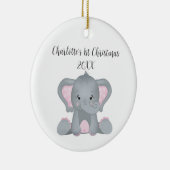 Aangepaste Baby olifant roze Baby, 1 kerst Keramisch Ornament (Rechts)