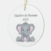 Aangepaste Baby olifant roze Baby, 1 kerst Keramisch Ornament (Links)