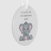 Aangepaste Baby olifant roze Baby, 1 kerst Ornament (voorkant)