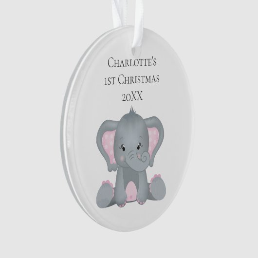 Aangepaste Baby olifant roze Baby, 1 kerst Ornament (voorkant)