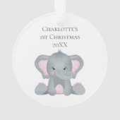 Aangepaste Baby olifant roze Baby, 1 kerst Ornament (achterkant)