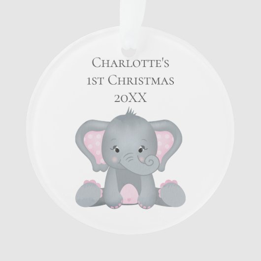 Aangepaste Baby olifant roze Baby, 1 kerst Ornament (voorkant)