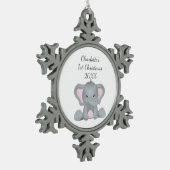 Aangepaste Baby olifant roze Baby, 1 kerst Tin Sneeuwvlok Ornament (Links)