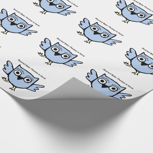 Aangepaste Baby Owl Blue Boy dansen Cadeaupapier (Hoek)