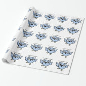 Aangepaste Baby Owl Blue Boy dansen Cadeaupapier (Uitgerold)