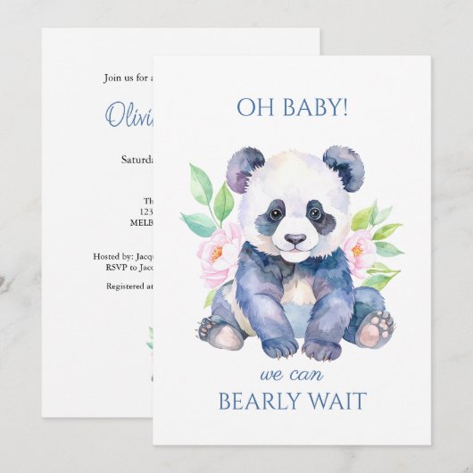 Aangepaste Baby Panda Baby shower Kaart (Voorkant / Achterkant)