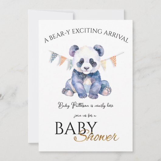 Aangepaste Baby Panda Baby shower Uitnodiging (Voorkant)