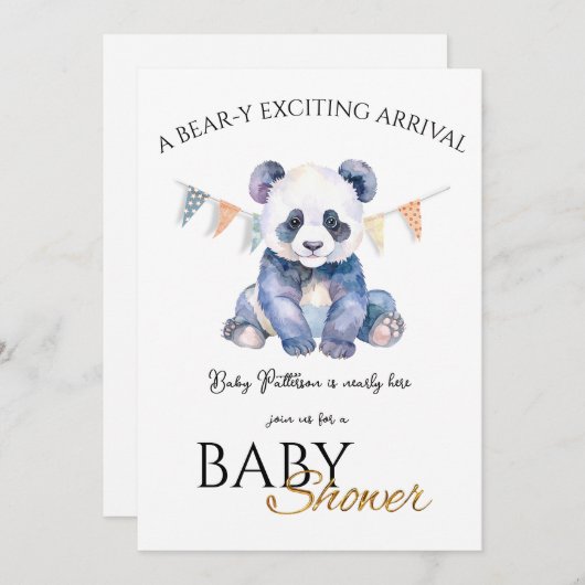 Aangepaste Baby Panda Baby shower Uitnodiging (Voorkant / Achterkant)
