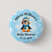 Aangepaste Baby Penguin Baby shower Button (Voorkant)