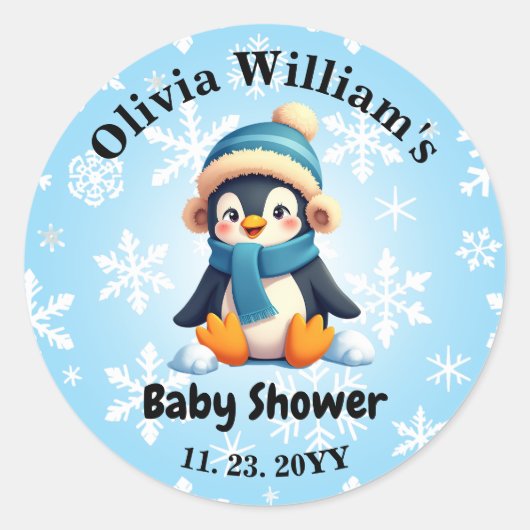 Aangepaste Baby Penguin Baby shower Stickers (Voorkant)