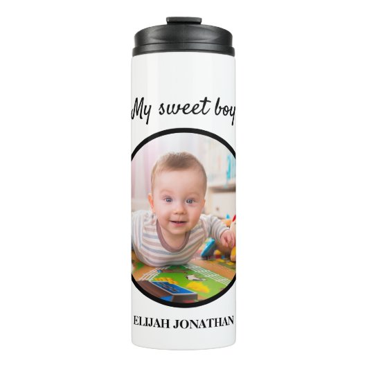 Aangepaste baby peuter kind foto sjabloon thermisc thermosbeker (Voorkant)