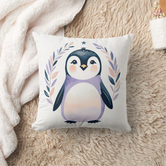 Aangepaste Baby Pinguïn Kussen Boho Floral Design  (Deken)