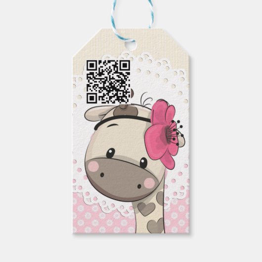 Aangepaste Baby roze Giraffe CadeauLabels (Voorkant)
