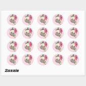 Aangepaste Baby roze Giraffe Klassieke ronde Stick Ronde Sticker (Vel)