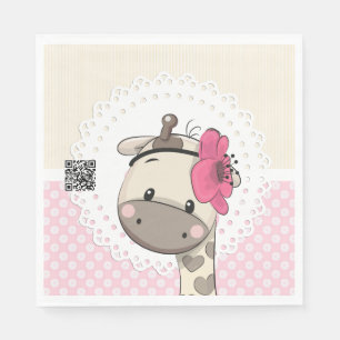 Aangepaste Baby roze Giraffe Papier servetten
