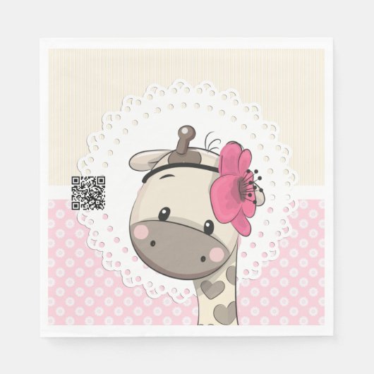 Aangepaste Baby roze Giraffe Papier servetten (Voorkant)