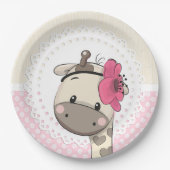 Aangepaste Baby roze Giraffe papieren Borden Bordje (Voorkant)