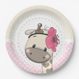 Aangepaste Baby roze Giraffe papieren Borden Papieren Bordje