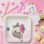 Aangepaste Baby roze Giraffe papieren Borden Papieren Bordje (Feest)