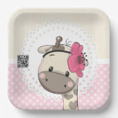 Aangepaste Baby roze Giraffe papieren Borden Papieren Bordje (Voorkant)