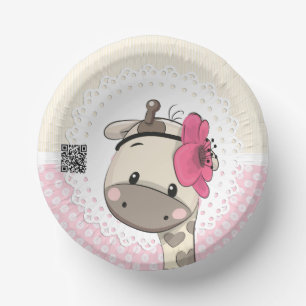 Aangepaste Baby roze Giraffe papieren Bowls Kommen