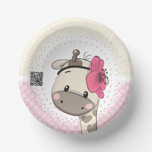 Aangepaste Baby roze Giraffe papieren Bowls Papieren Kommen (Voorkant)