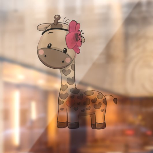 Aangepaste Baby roze Giraffe Raamsticker (Vel 2)