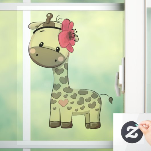 Aangepaste Baby roze Giraffe Raamsticker (Huis)