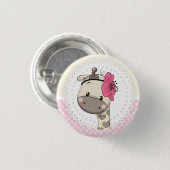 Aangepaste Baby roze Giraffe Ronde Button 3,2 Cm (Voorkant /achterkant)