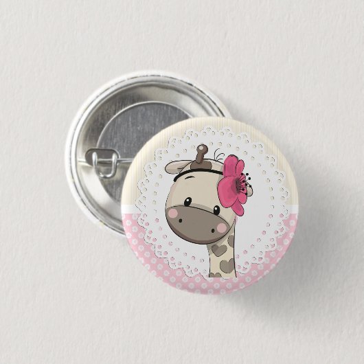Aangepaste Baby roze Giraffe Ronde Button 3,2 Cm (Voorkant /achterkant)