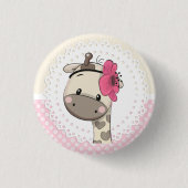 Aangepaste Baby roze Giraffe Ronde Button 3,2 Cm (Voorkant)