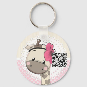 Aangepaste Baby roze Giraffe Sleutelhanger