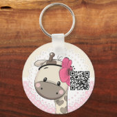 Aangepaste Baby roze Giraffe Sleutelhanger (Voorkant)