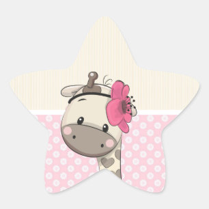 Aangepaste Baby roze Giraffe Star-Stickers Ster Sticker