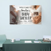 Aangepaste baby shower 2 foto welkombanner spandoek (Beurs)