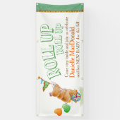 Aangepaste baby shower circus eenwielige neushoorn spandoek (Verticaal)