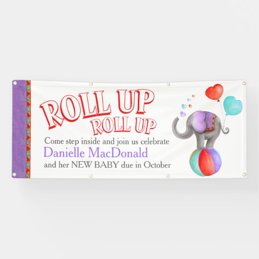 Aangepaste baby shower circus olifant art banner (Horizontaal)