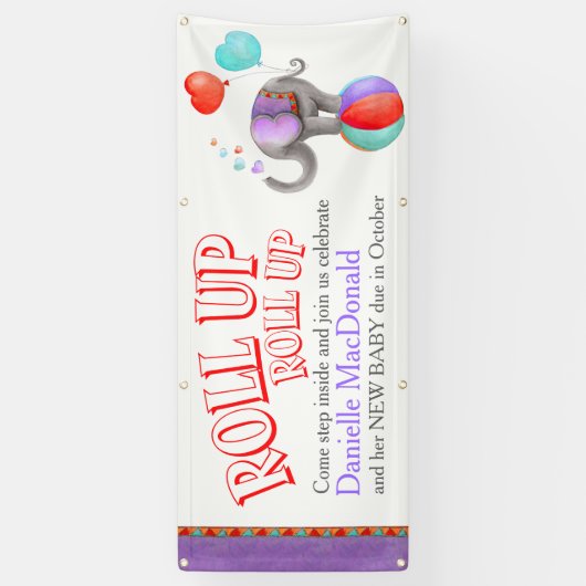 Aangepaste baby shower circus olifant art banner (Verticaal)
