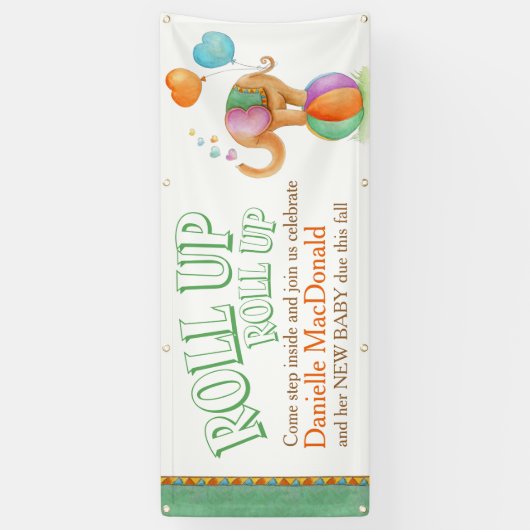 Aangepaste baby shower circus olifant art banner (Verticaal)